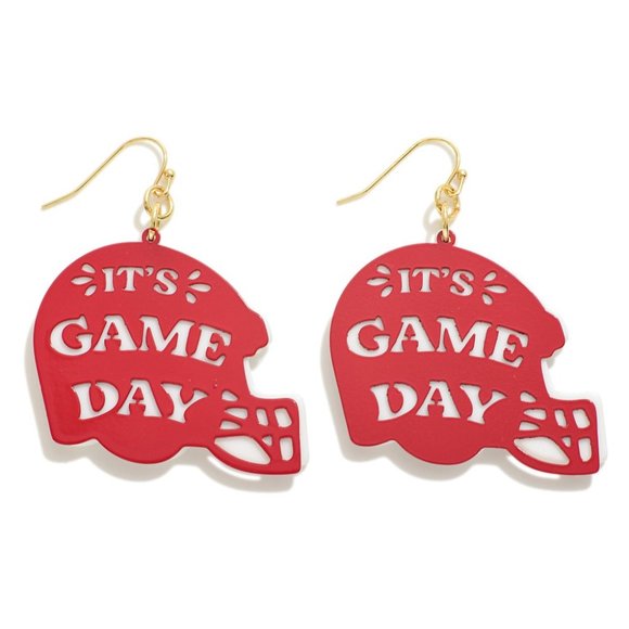One Blessed Nana Jewelry - NWT *BOUTIQUE* 'It's Game Day' Football Helmet Drop Earrings